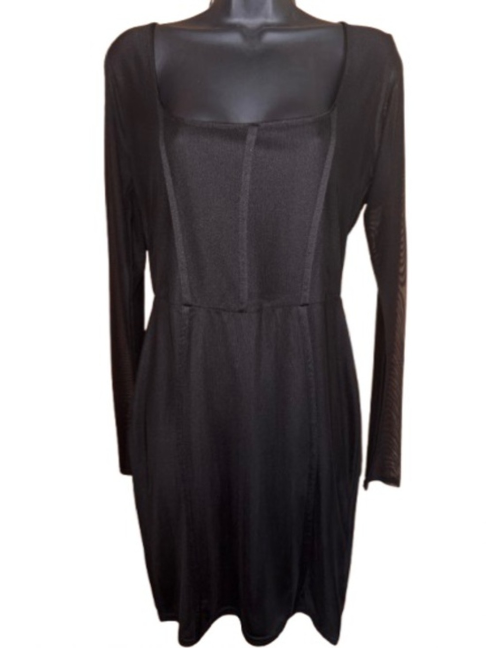 Pretty Little Things Black Long Sleeve Square Neck Dress NWOT size 12